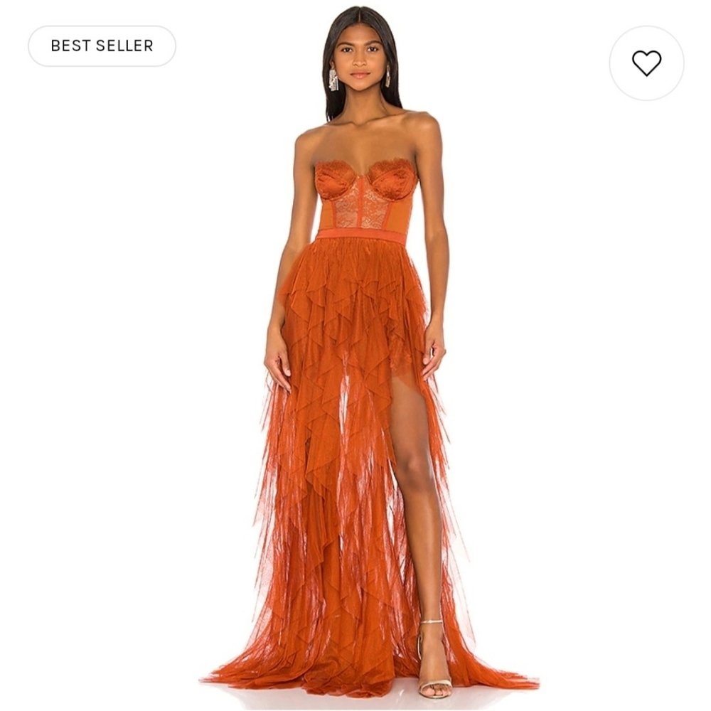 Bustier gown in rust For Love & Lemons
